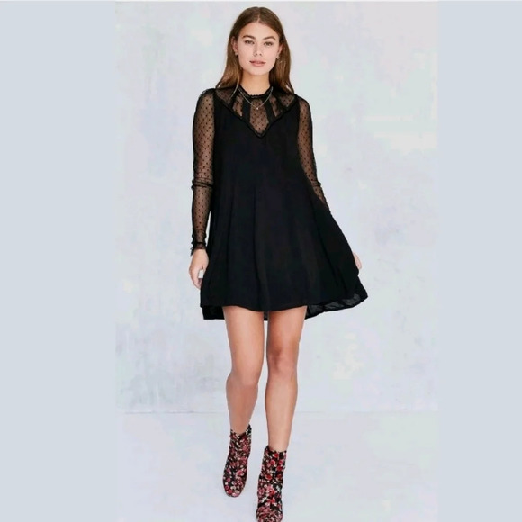 Urban Outfitters Embroidered Mesh Mock Swing Dress - Picture 1 of 7